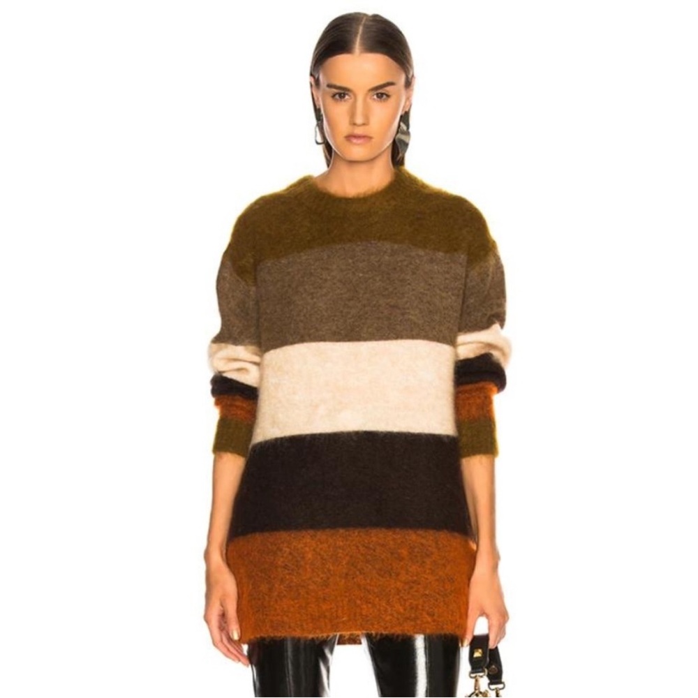 Acne Studios Albah Mohair Striped Sweater Orange Multi - Size XS